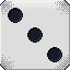 A die showing three pips.