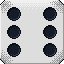 A die showing six pips.