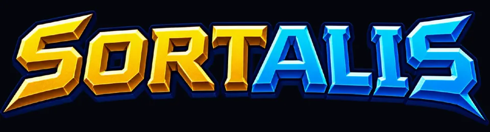 The SORTALIS wordmark in gold and blue, on near-black.